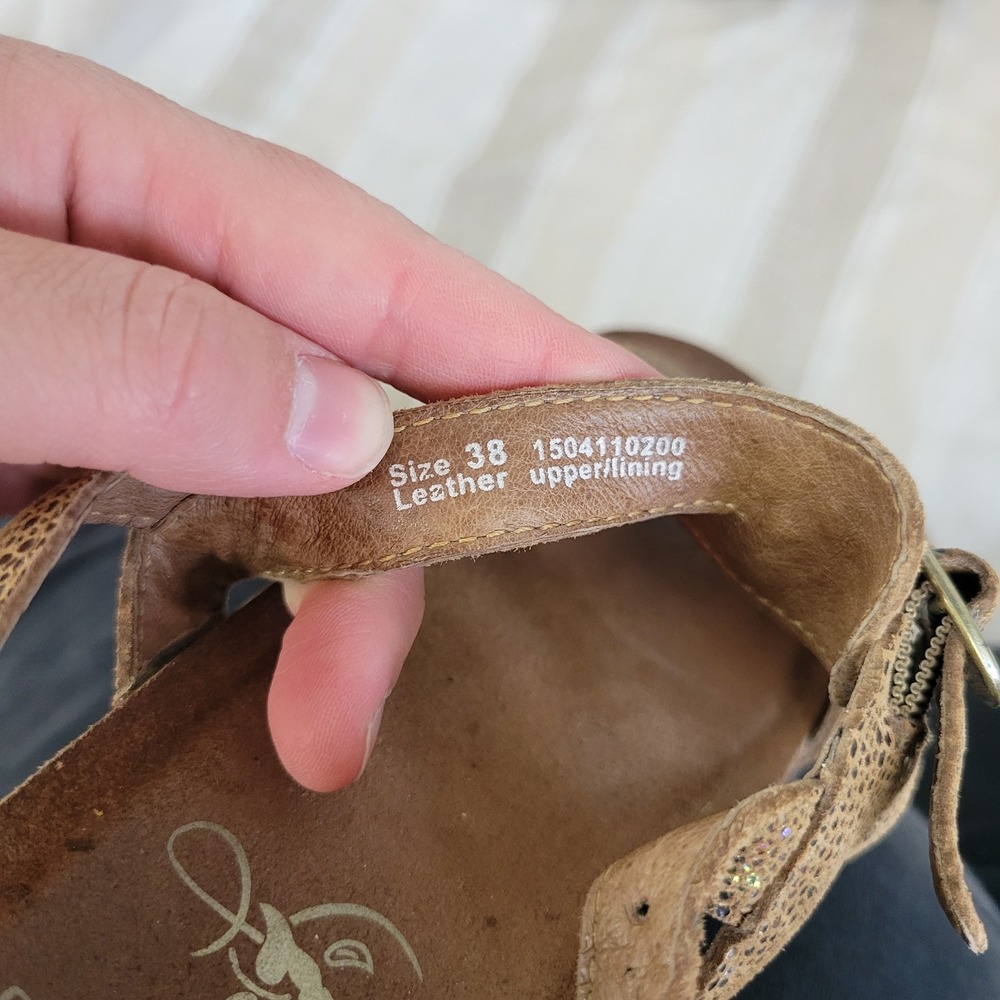 Dansko Jameson Strappy Leather Sandals Tan Metallic Shimmer Size 38 US 8 - Picture 7 of 9